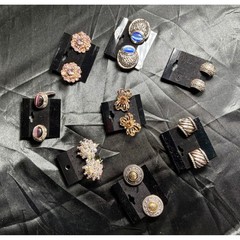 Lot of 8 Vintage Estate Lot Clip-On Earrings Rhinestone Statement Jewelry
