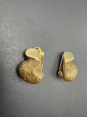Balenciaga Paris Signed Gold Tone Clip Earrings With Many B Letters J8