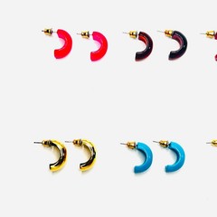 Vintage KJL by Kenneth Jay Lane half hoop Lucite earrings signed – 8 pair
