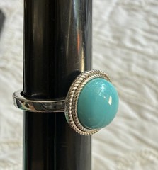 JTV DESIGNER DK STERLING SILVER SLEEPING BEAUTY TURQUOISE STONE RING SIZE 6.5