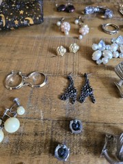 Vtg Retro Costume Lot Of 50 Earrings Clip On Earwire Push Backs