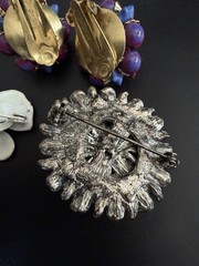 Costume Jewelry Lot 4pc Rhinestone Starburst Brooch Enamel Pansy Hong Kong VTG