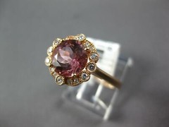 ESTATE 2.42CT DIAMOND & AAA PINK TOURMALINE 14KT ROSE GOLD ROUND ENGAGEMENT RING