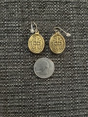 Vintage Enamel Guilloche Blue Pink Rose Earrings Pierced