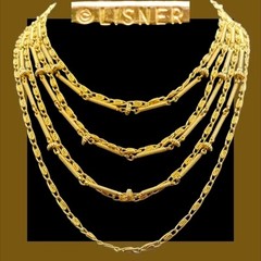 Vintage LISNER 7-Strand Link Necklace GOLDTONE 14-17″ BOHO CHIC Cocktail GYPSY
