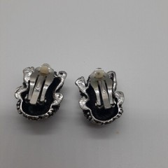 VTG Modernest Hob Nail Silver Alloy Textured Frog Clip-on Earrings & Pendent Set