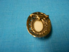 Vintage Domed Gold Tone with White Oval Brooch No Chain
