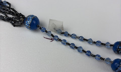 Antique Flapper Cobalt Blue Art Glass Bead Necklace 22″ Art Deco Tassel