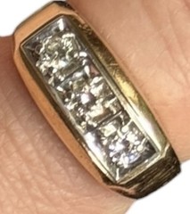 Vintage 14k Diamond Ring. Size 12. Weight is 9.6 Grams. 3- Round Cut .50 TCW.
