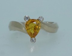 14K Natural 1 Carat Yellow Sapphire & Diamond Ring