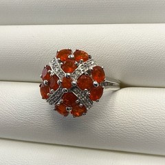 Chuck Clemency Ring Orange Gemstone Sterling Silver STS 8.25 Cluster QVC 925