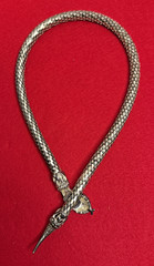 Vintage Signed DL Auld Silver Mesh Snake Lariat Choker Necklace