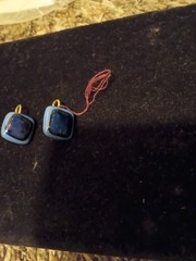 Women Square Blown Glass Blue Clip-on Earrings