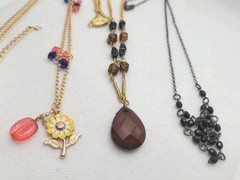 Set Of 3 Vintage To Now Bead Necklace Chain Charm Pedant.