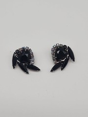 Julianna D E Book Piece Heart Flower Brooch Rhinestone Aurora Borealis Earring