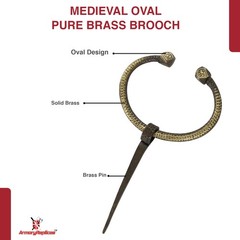 Medieval Oval Brass Brooch Pin Fibula Cloak Fastener Viking Renaissance Costume