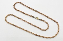Vintage Rose Brass Twisted Hammered Double Cable 4mm. Chain 24″ Necklace W804