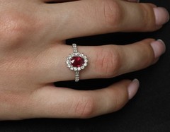 Fine 1.31ct AIGS GIA Pigeon Blood Ruby 0.46ct Diamond Platinum Ring Size 7