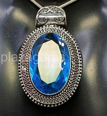 113.35 Ct Natural Blue Topaz Pendant Oval Cut 925 Sterling Silver EGL Gems 5ARM