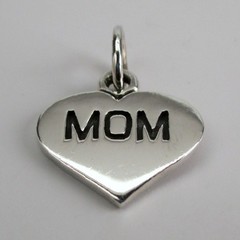 Sterling Silver Mom Heart Charm for Bracelet Mother’s Day Gift Jewelry New