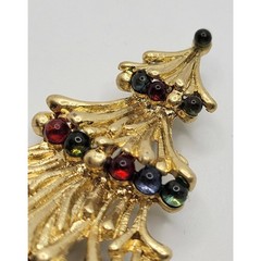 Monet Christmas Tree Pin Brooch Red Signed Collectible Holiday Vintage 1970s