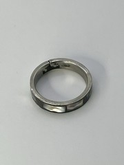 Vintage Stainless Steel 8mm Abalone Shell Inlay Wedding Band Ring 0.5” Wide