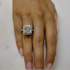 14k White Gold Engagement Ring 6.30ct Lab Grown Diamond Radiant Shape H-VS1