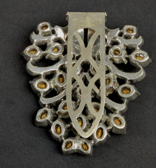 Very Large 1930s EISENBERG Original 3″ Crystal Rhinestone Fur Clip Brooch Signed