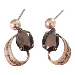 Vintage Sorrento Brooch Earring Set Sterling Silver Filigree & Faceted Hematite