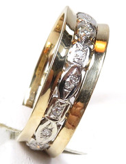 Antique Deco 1920’s 14K Two Tone Eternity Wedding Band Size 8.5 UK-Q1/2 EGL USA