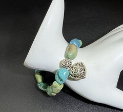 Vintage Whitney Kelly Turquoise Stones, Sterling Silver Cage Charm Bracelet