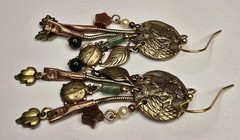 Silver Forest Brass Tone Lady Bug Star Dangle Leaf Hook Earrings