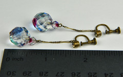 Vintage Czechoslovakia Czech Glass Dangle Screw Back Earrings Signed