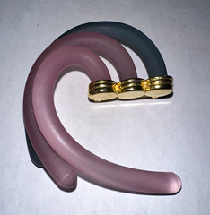 1980s Vintage Pink/Purple/Gray Acrylic Broach wGold Tone Accent Costume Collect