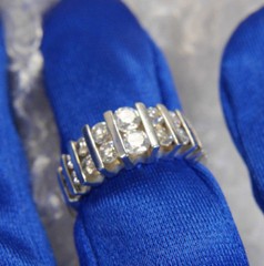 Anniversary CUBIC ZIRCONIA Estate 0.925 Sterling Silver BAND RING sIze 5.5