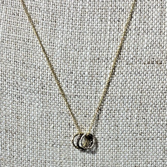 VTG 14K Gold Filled Tri Color Rings on Chain 1/20 14K GF, Necklace, 18″, NOS