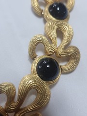 VINTAGE GIVENCHY CHUNKY TEXTURED COLLAR NECKLACE WITH BLACK CABOCHONS