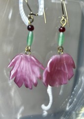 Vintage Pink Satin Glass Flower Earrings Lucy Isaacs