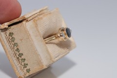 Vintage Circa 1980s 18k Gold Natural Diamond And Oval Cut Sapphire Ring