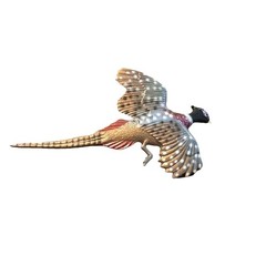 Vintage Pheasant Bird Pin Multicolor Detailed Brooch