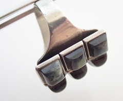 Vintage David Andersen D-A Signed Norway BIG Modernist Labradorite Sterling Ring