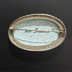 OOAK Artisan Landscape Brooch Signed 2×1.5″ inches One-of-a-kind Vintage