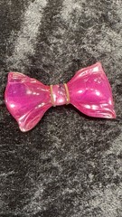Vintage Transparent Pink Lucite GP Thread Bow Brooch Pin 2 Inch
