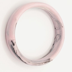 Pink Marble Swirl with Gray Black Abstract Chunky 1990s Bangle Bracelet