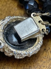 Vintage Black Faceted Glass Bead Necklace & Bracelet. MC. 150g