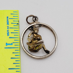 Modernist Woman Thinker Dimensional Figure in Circle Vintage Pendant Charm