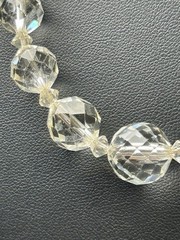 Vintage Rock Crystal Necklace Sterling Silver Clasp Graduated Stones 18”