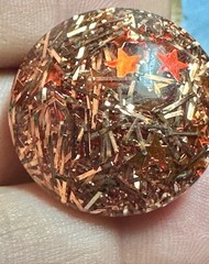 Vintage Round Lucite Orange Confetti Button Silver Toned Clip On Earrings