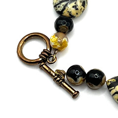 VTG Necklace Bumblebee Jasper and Other Jasper Stones Yellow Orange Toggle Clasp