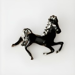 Stunning Black And Silver Horse Brooch Fully Functional For Any Horse Lover
